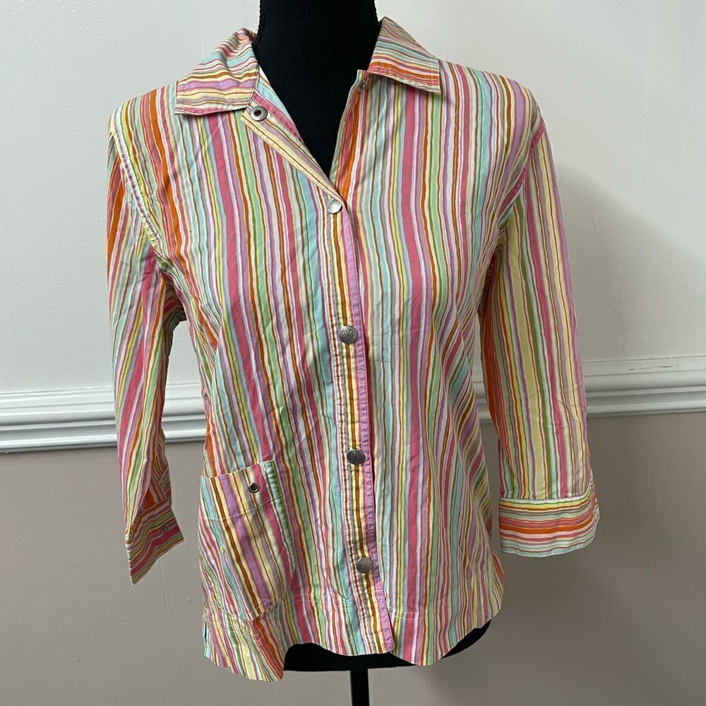 Erin London Stripe Snap Up Shirt